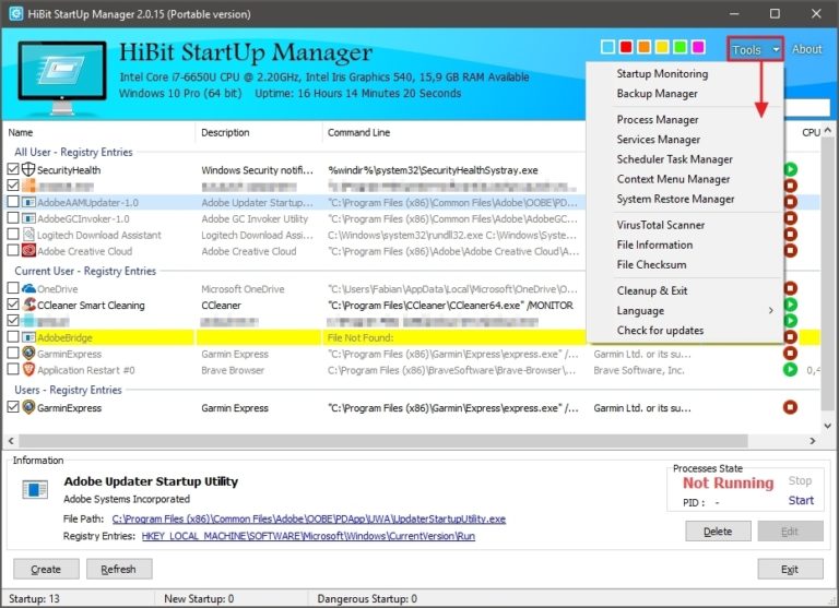 for android instal HiBit Startup Manager 2.6.20